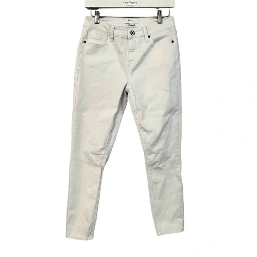 Pistola Jennifer White Denim Skinny Mid Rise Jeans in Oslo White Size 27 GUC